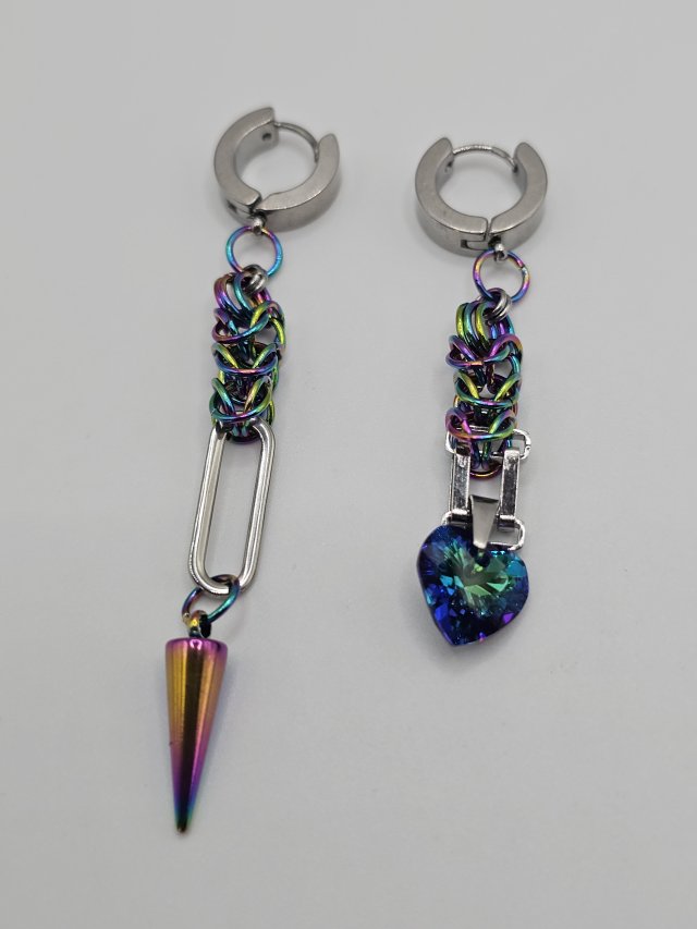 Rainbow heart kolczyki wielobarwne tęczowe