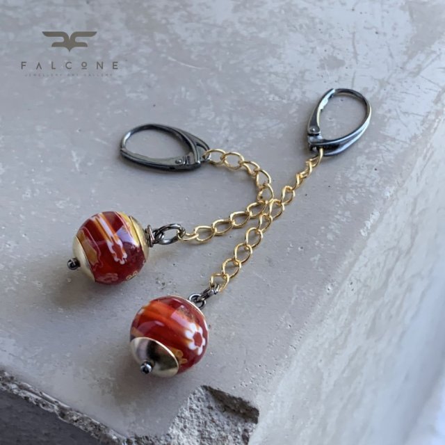 Kolczyki Red Millefiori Long