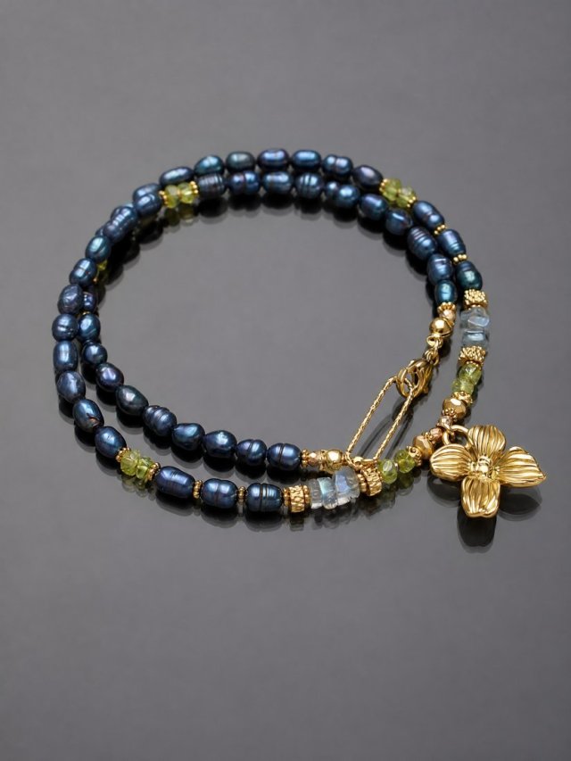 Pearls /navy blue/ perły naturalne - choker /31.03.26/