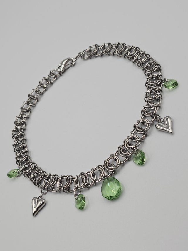 Naszyjnik Peridot Heart stal choker