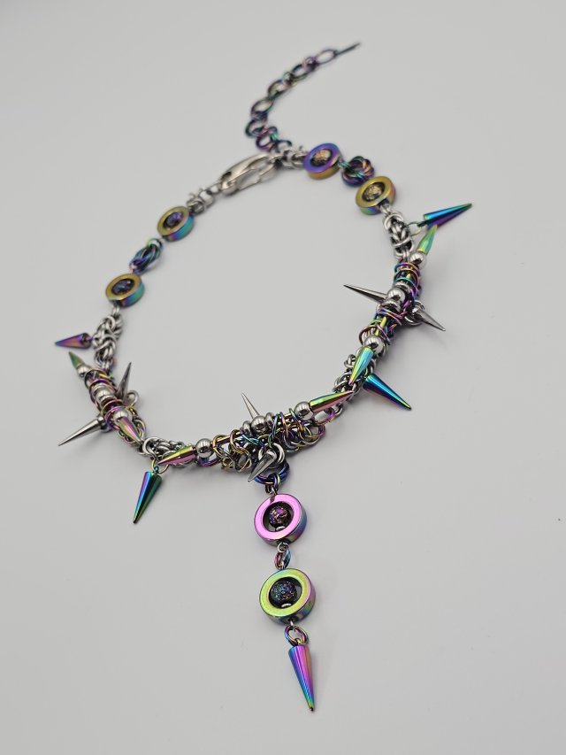 Naszyjnik Prismatic Venom wielobarwny agat hematyt