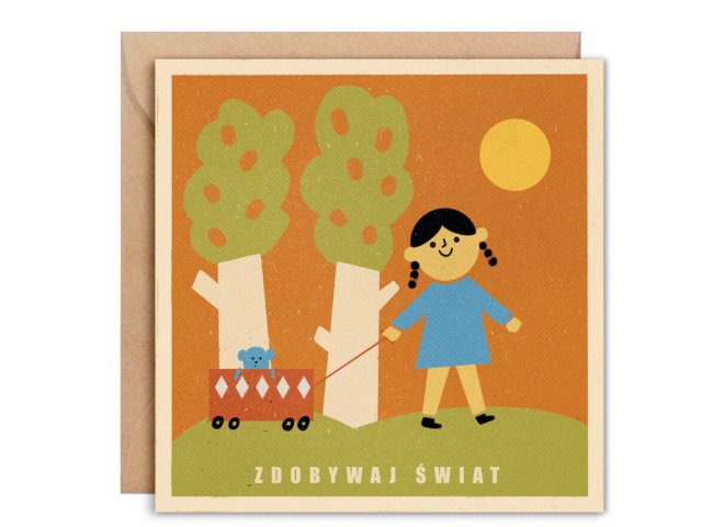 kartka okolicznościowa Zdobywaj świat + koperta