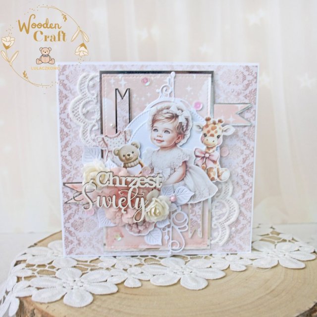 Kartka, pamiątka na chrzest "RoseBabyGirl" GOTOWA