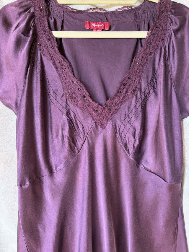 Monsoon 100 % Silk jedwabna kobieca romantyczna rozmiar 36
