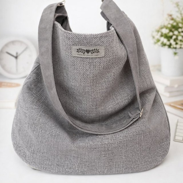 Duża damska XXL torba boho worek shopper szara