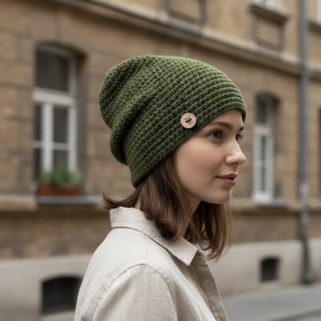 Czapka całoroczna przejściowa cienka bawełna s/m unisex khaki