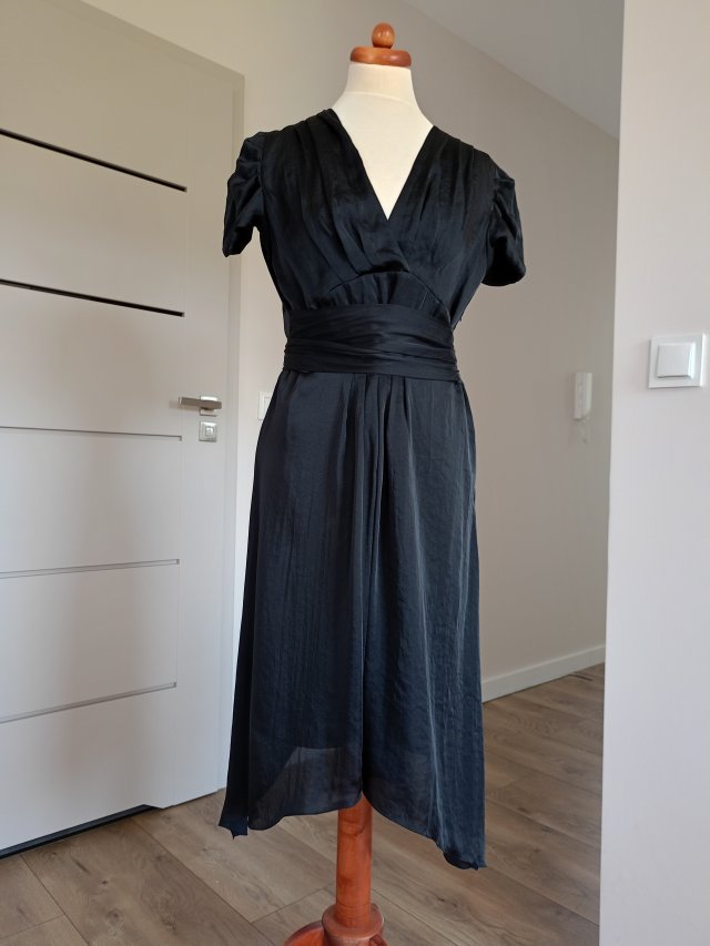 Monton* czarna zwiewna sukienka L/XL