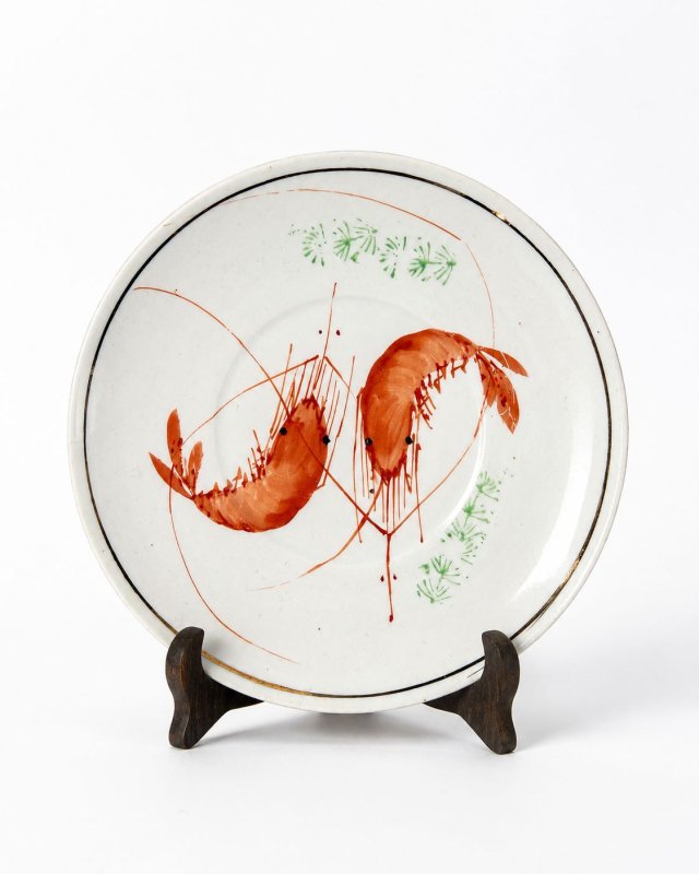Talerzyk porcelanowy krewetki Verbilki DFZ ręcznie malowany ZSRR lata 1954–1965 radziecka porcelana (2/2)
