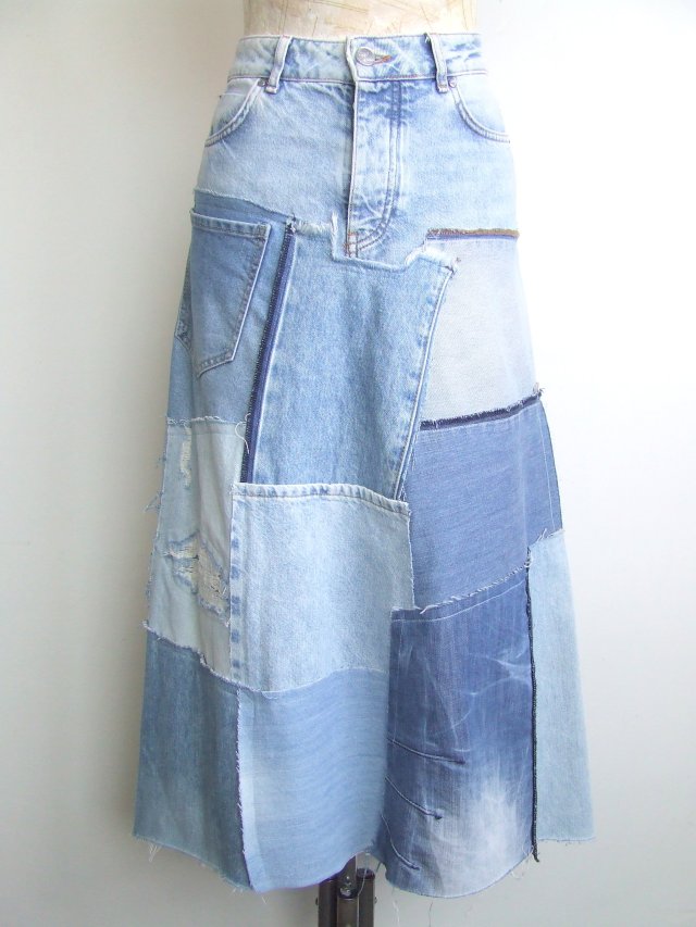 Patchworkowa spódnica jeans r.38