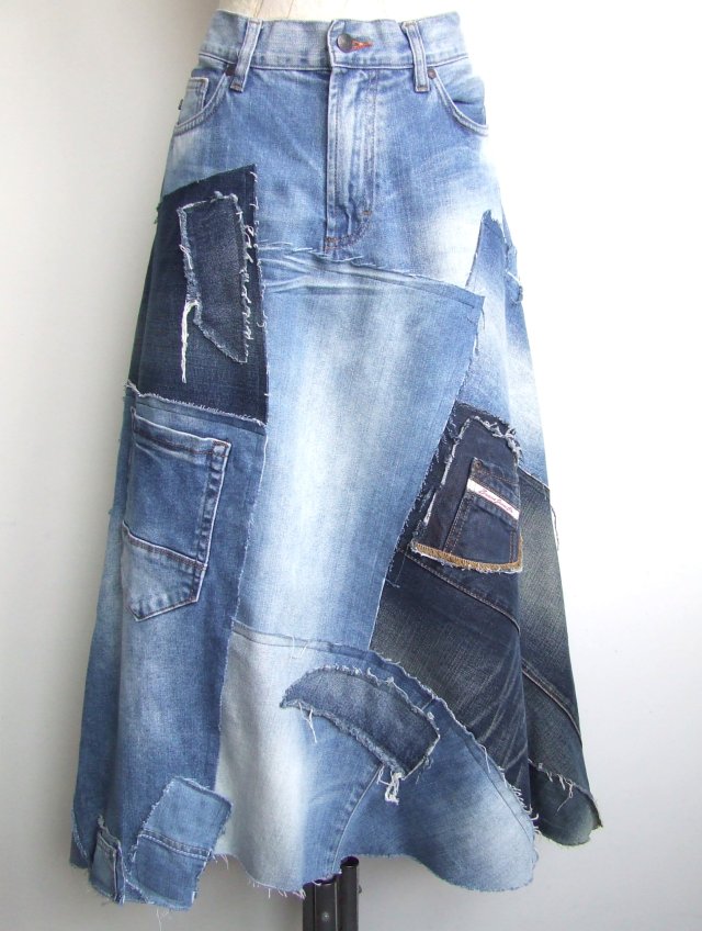 Patchworkowa spódnica jeans r.44