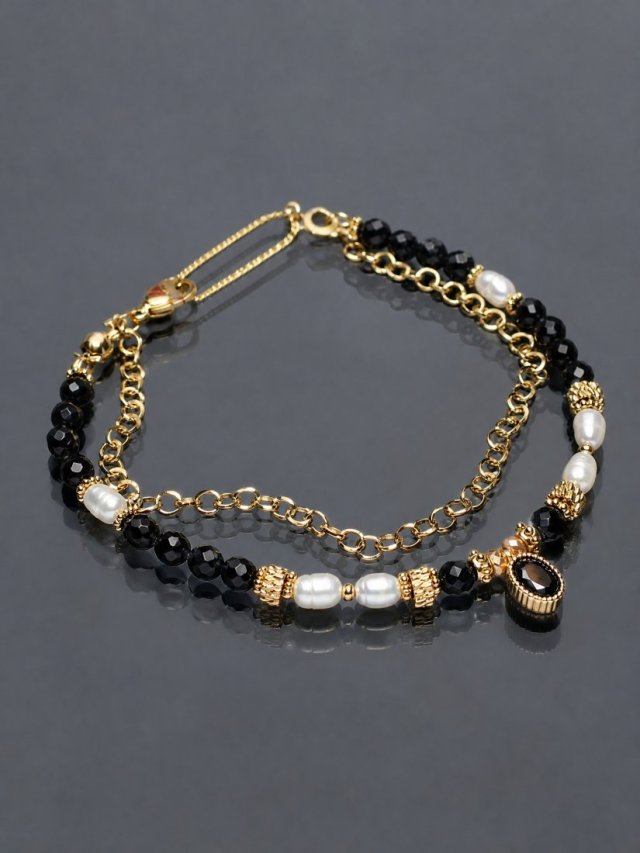 Onyx and pearls /27.11.25/ bransoletka - Szlachetna kolekcja