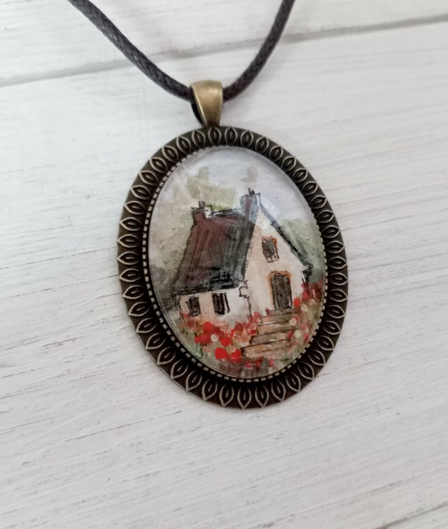 Naszyjnik z mini akwarelą