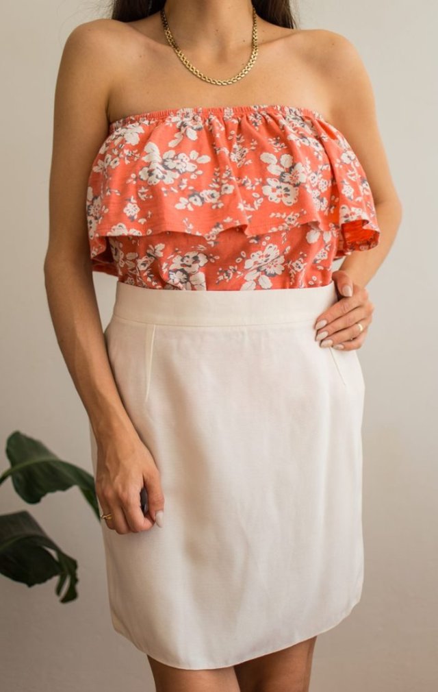 Morelowa bluzka w kwiaty S/M