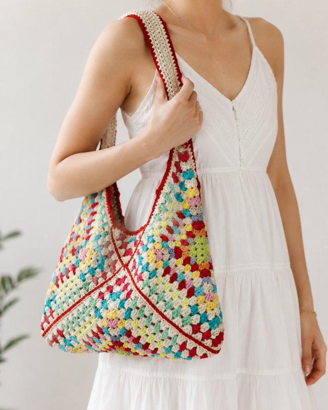 Kolorowa torebka szydełkowa handmade, torba boho