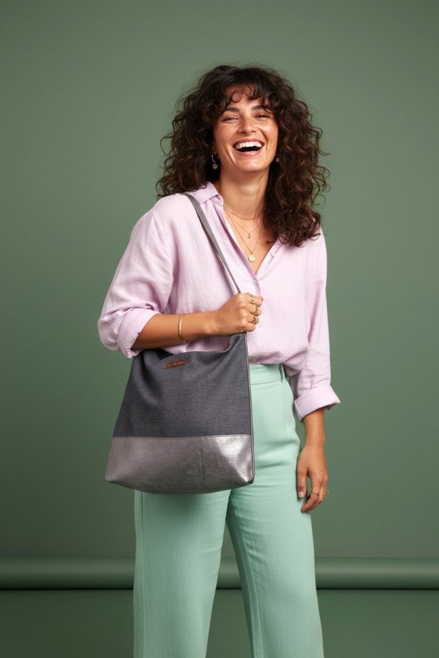 Torebka Boho Bag z szarego weluru – unikatowa torebka handmade na ramię 35 × 35 cm
