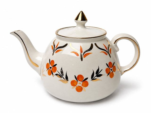 Dzbanek imbryk Gibsons Staffordshire Anglia lata 50-60 kość słoniowa ręcznie malowany vintage