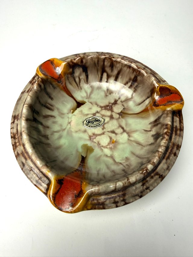 Popielniczka Fat Lava Jasba Keramik West Germany lata 60 Vintage naklejka Mid Century