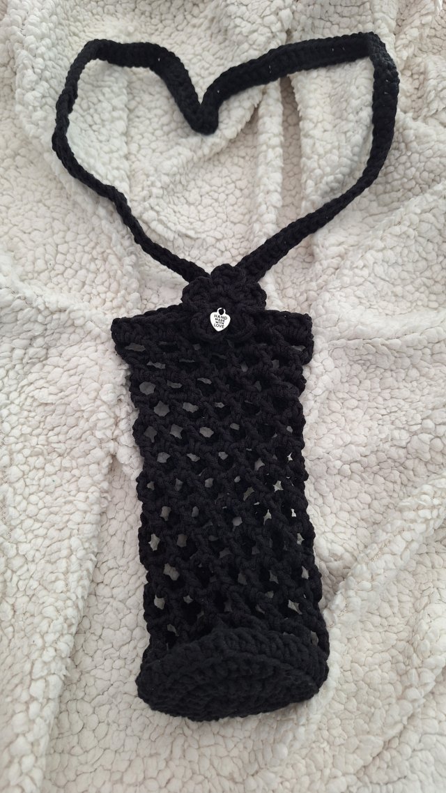 CZARNE szydełkowe NOSIDEŁKO na butelkę - handmade