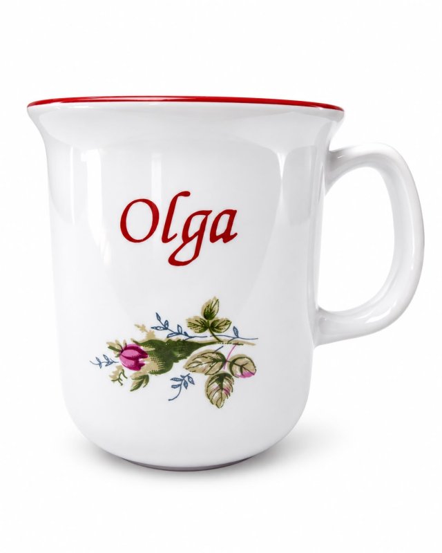 Kubek PRL imieninowy Chodzież "Olga" porcelana kwiaty Vintage
