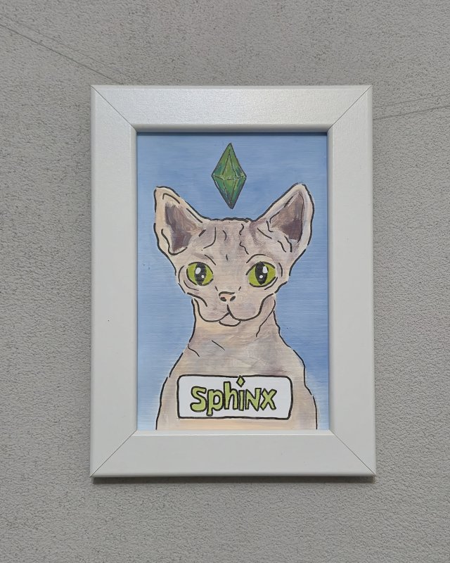 Kot Sfinks - sphinx cat obrazek grafika - handmade - ręcznie malowana