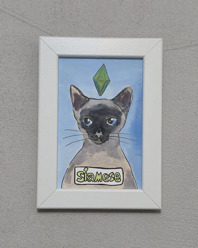 Kot Syjamski - the sims - grafika obrazek ręcznie malowany