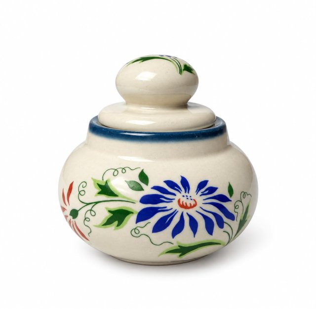 Pękata cukiernica Chodzież PRL folk vintage porcelit modern kwiaty lata 60