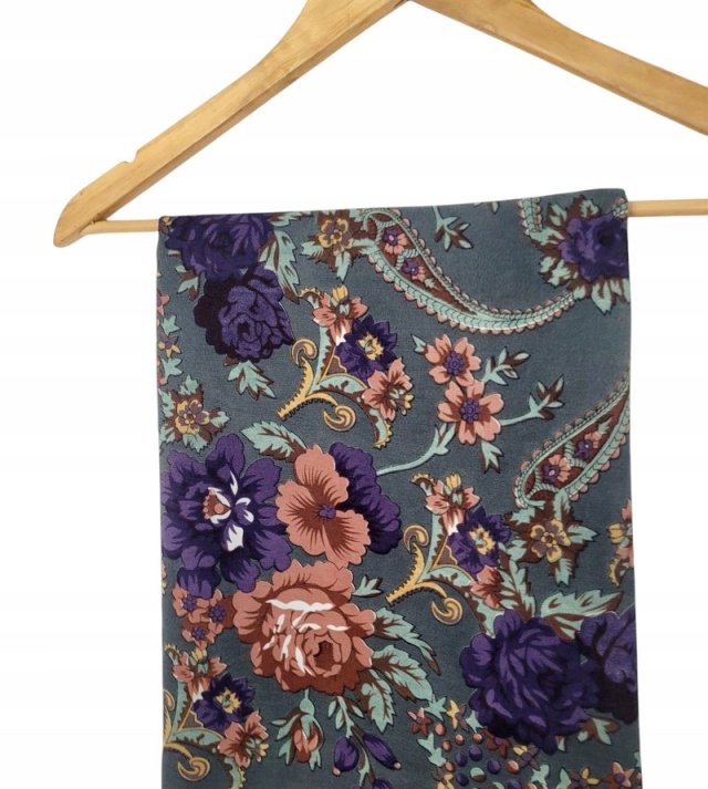 Vintage duża chusta kwiaty floral 100x100cm