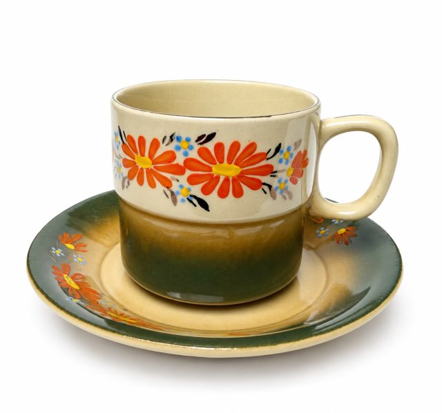 Filiżanka Tułowice ręcznie malowana PRL Vintage Kwiaty retro (1/2)