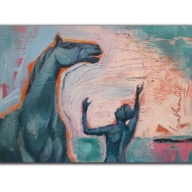 Oswajanie. Akryl na płótnie 50x70cm