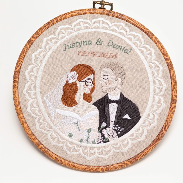 Ślubna, indywidualna dedykacja, haft w oprawie vintage