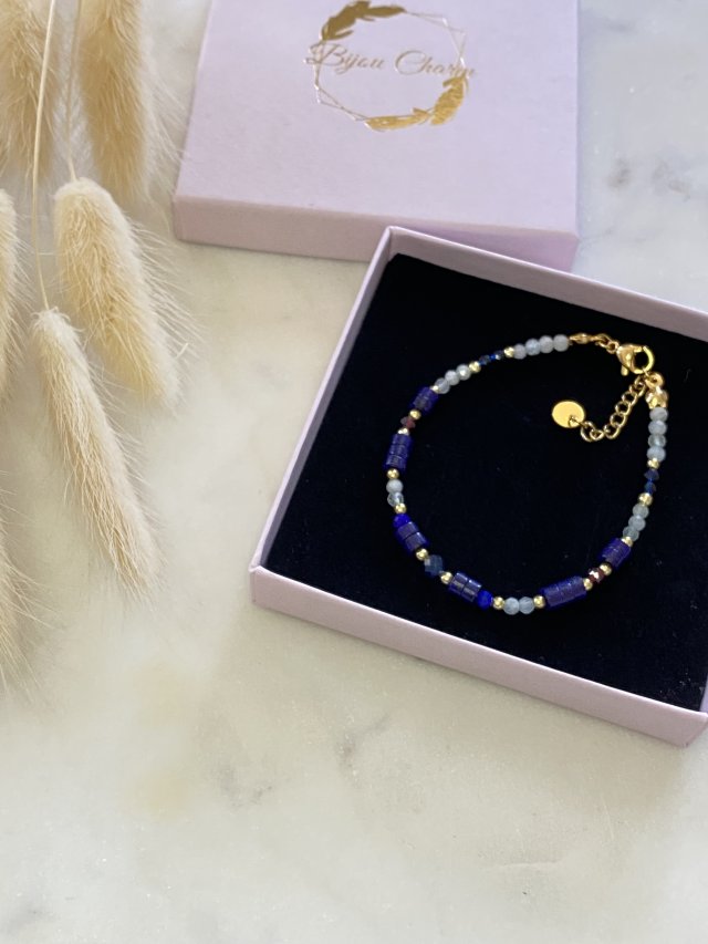 Bransoletka lapis lazuli amazonit szafir
