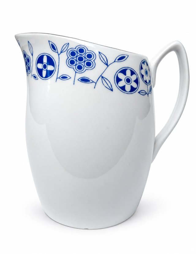 Mlecznik Chodzież PRL niebieskie kwiaty Vintage Polska porcelana kobalt lata 60