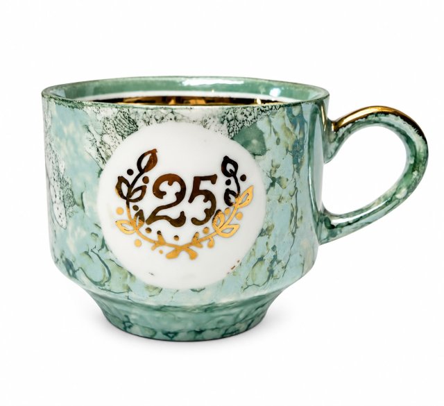 Filiżanka Ćmielów zielony Marmurek 25-lecie PRL jubileuszowa vintage Polski design