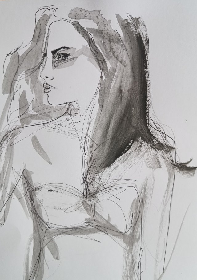 " Szkic z wybiegu " technika mieszana - a4