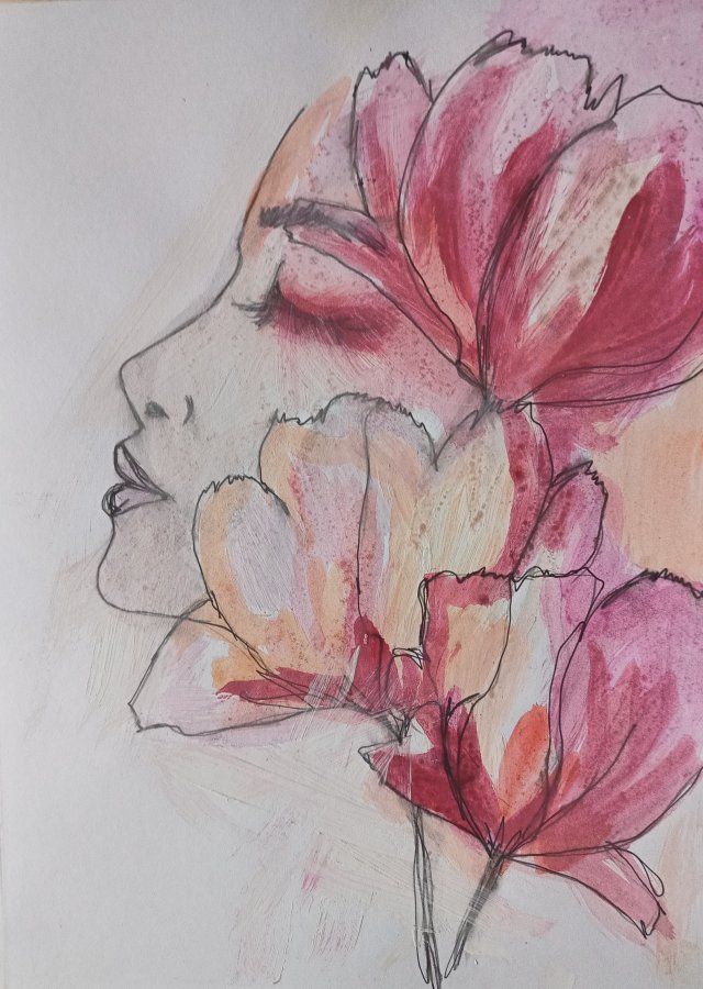 " Kwiato - stan 2 " technika mieszana - a4