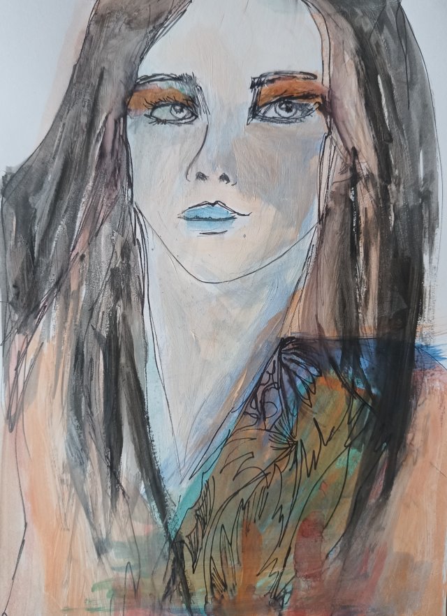 " Modelka " technika mieszana - a4
