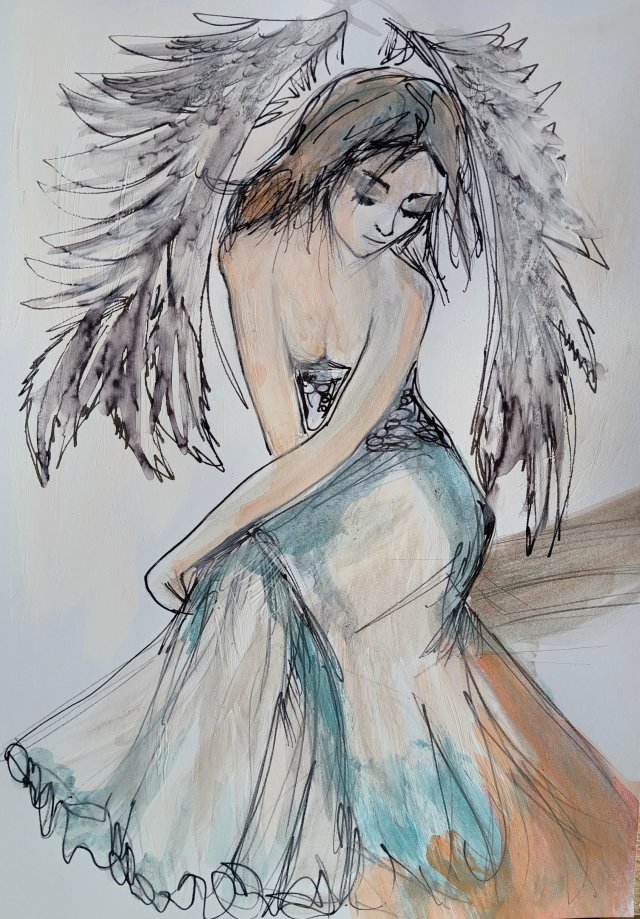 "  Anielica " technika mieszana - a4