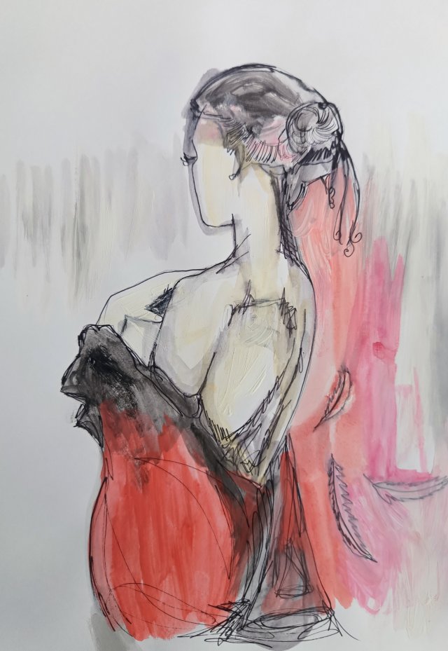 "  Tam w oddali " technika mieszana - a4