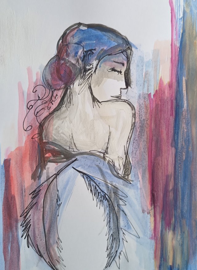 "  Anielska dusza " technika mieszana - a4