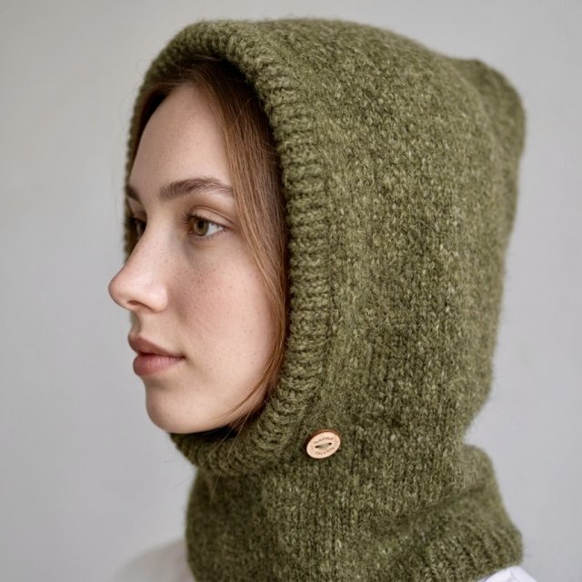 Ręcznie robiona balaclava miękki kapturokomin czapka z alpaką