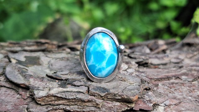 Niby larimar - pierścionek regulowany