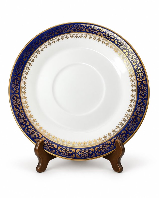 Talerzyk Haas & Czjzek Schlaggenwald stary podstawek porcelana kobalt złocenia 1900 r