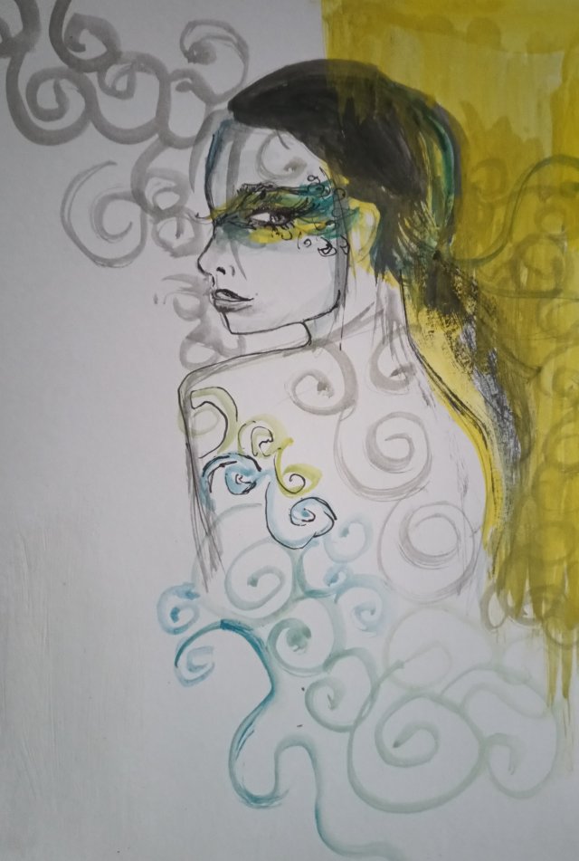 "  W masce " technika mieszana - a4