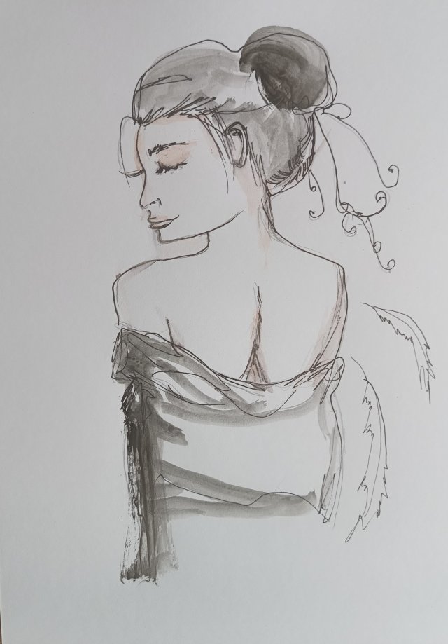 "  Otulona " technika mieszana - a4