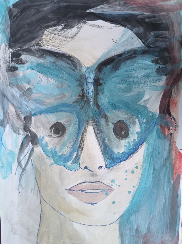 "  Motyl-ona " technika mieszana - a4