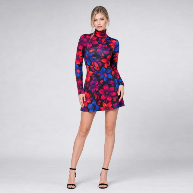Marta Flower Power - sukienka mini z golfem