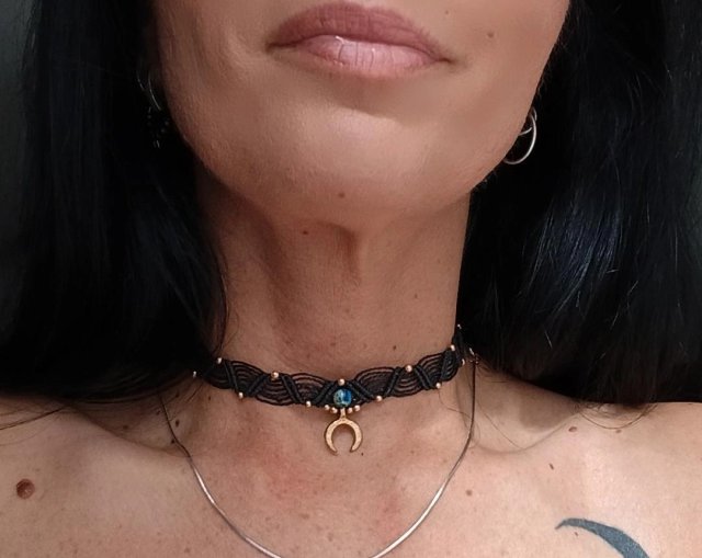 Czarny choker z jaspisem cesarskim