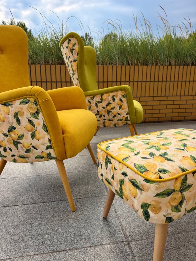 Fotel uszak XL nowoczesny scandi loft w cytryny