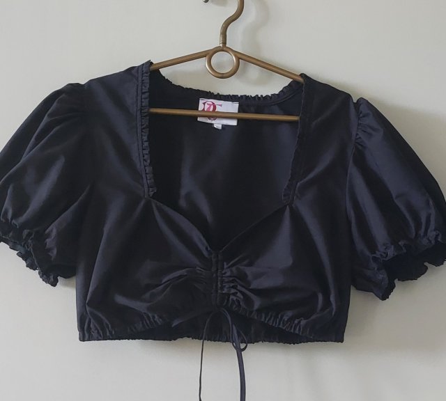 Czarna bluzka w alpejskim stylu trachten dirndl S/M