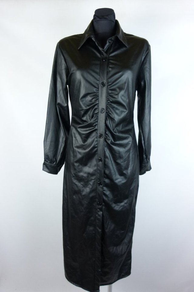 New Collection koszulowa sukienka midi ekoskóra / M